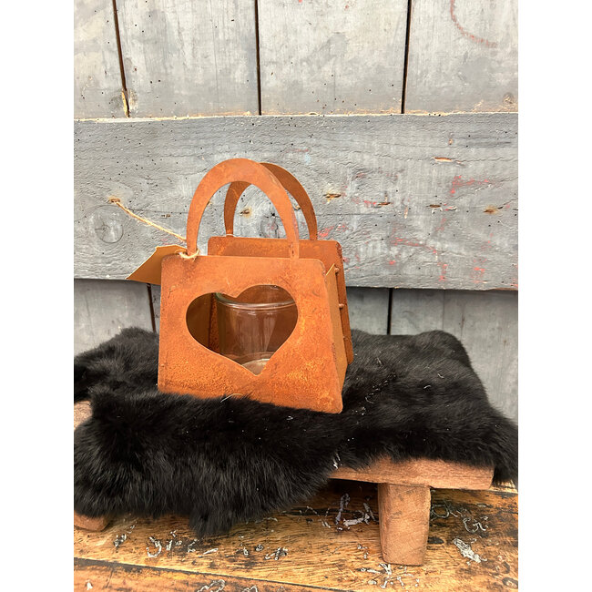 ## wordt niet verzonden -  Kandelaar hart Bag S roest-L12B7,5H18CM