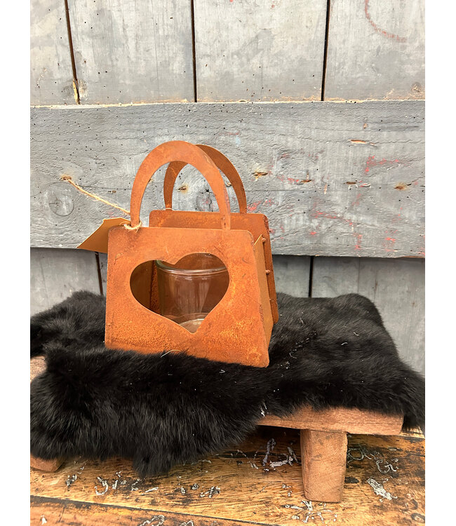 ### wordt niet verzonden -  Kandelaar hart Bag S roest-L12B7,5H18CM