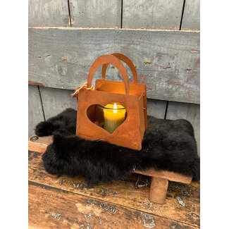 ## wordt niet verzonden -  Kandelaar hart Bag S roest-L12B7,5H18CM