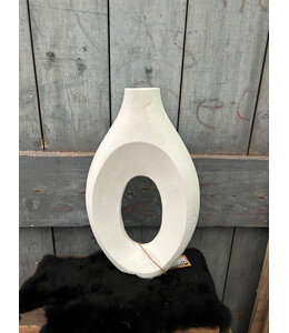 ## Wordt niet verzonden - Vaas aardewerk donut wit - 	22x6x37cm