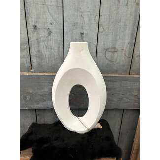 # Wordt niet verzonden - Vaas aardewerk donut wit - 	22x6x37cm