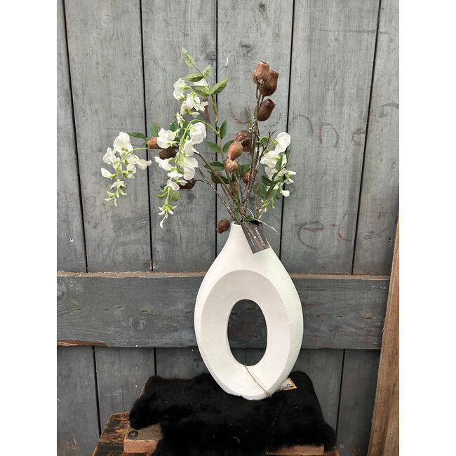 # Wordt niet verzonden - Vaas aardewerk donut wit - 	22x6x37cm