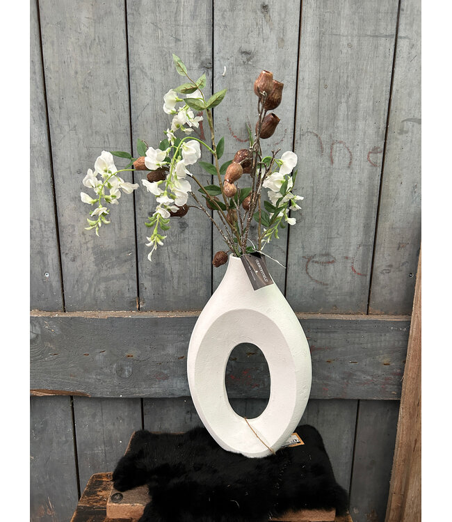 ### Wordt niet verzonden - Vaas aardewerk donut wit - 	22x6x37cm