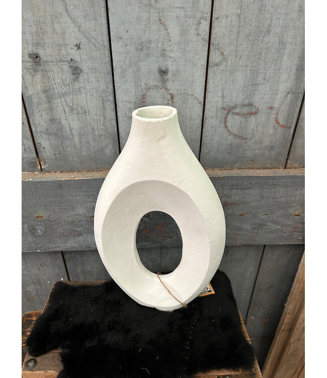 ### Wordt niet verzonden - Vaas aardewerk donut wit - 	22x6x37cm
