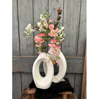 # Wordt niet verzonden - Vaas aardewerk donut wit - 18x5x30cm