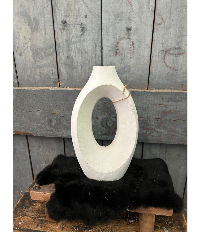 ## Wordt niet verzonden - Vaas aardewerk donut wit - 18x5x30cm