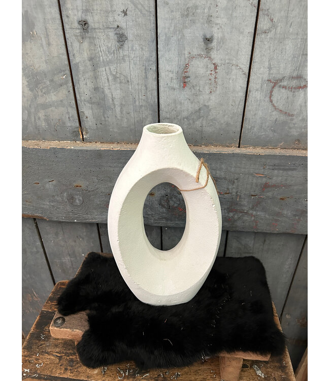 ## Wordt niet verzonden - Vaas aardewerk donut wit - 18x5x30cm