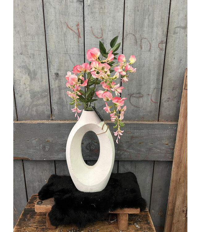 ## Wordt niet verzonden - Vaas aardewerk donut wit - 18x5x30cm