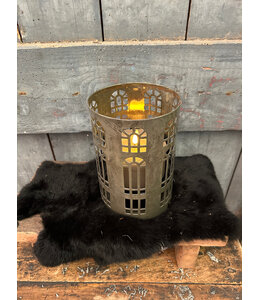 ## windlicht rond olive 13x13x18,5 cm