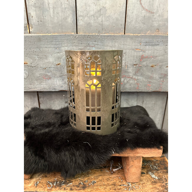 # windlicht rond olive 13x13x18,5 cm