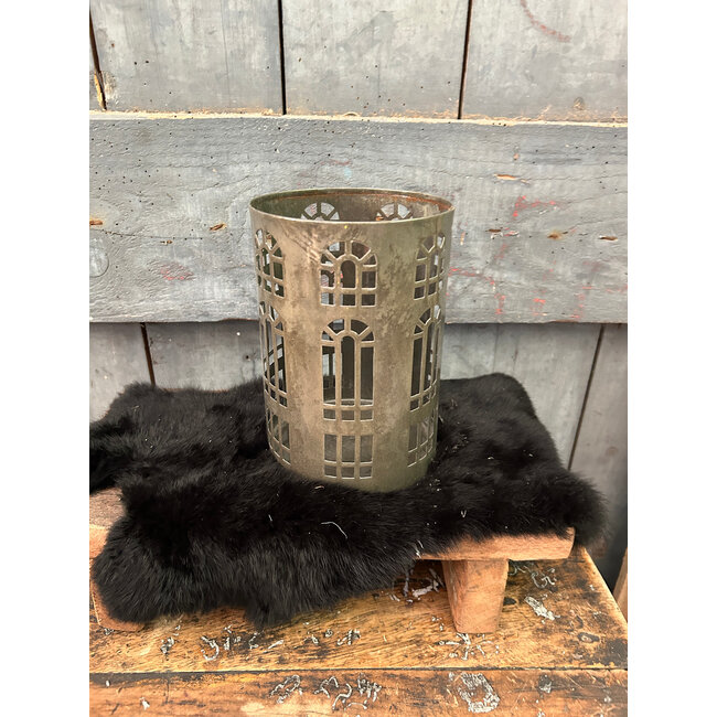 # windlicht rond olive 13x13x18,5 cm