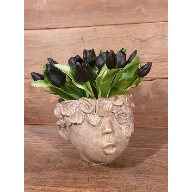 # Planter Face Concrete Gold 26x23x21cm