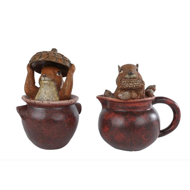 # Sculptuur "Squirrel" bruin 2 assortie polystone 11,5x10,3x17cm - per stuk