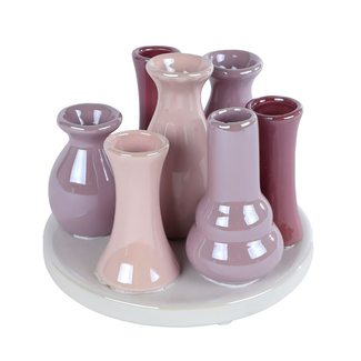Vaas "Kay" 7x paars/lila aardewerk 14x11x10cm