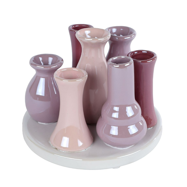Vaas "Kay" 7x paars/lila aardewerk 14x11x10cm
