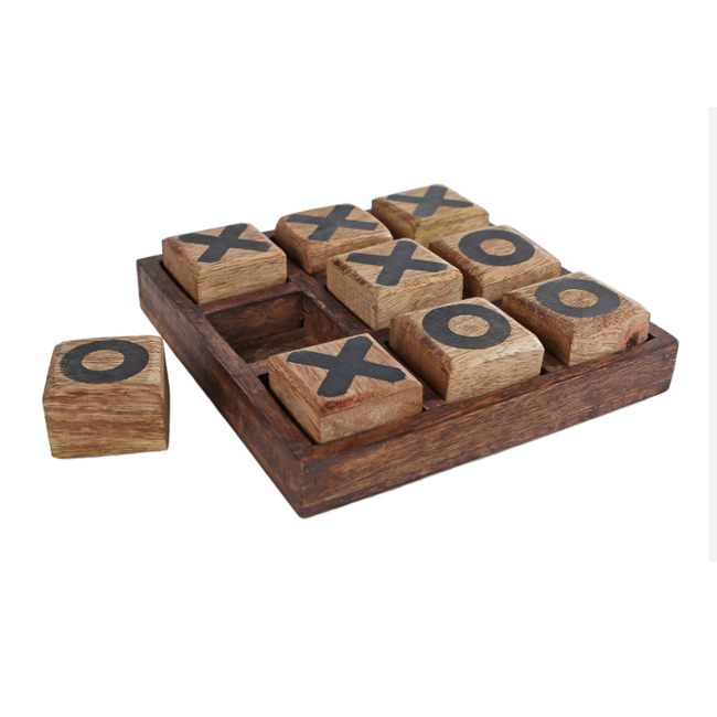 # Tic Tac Toe "O/X" naturel/zwart mango 13x13x3,5cm