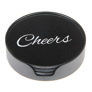 # Set/4 glazen onderzetters Ø10cm cheers