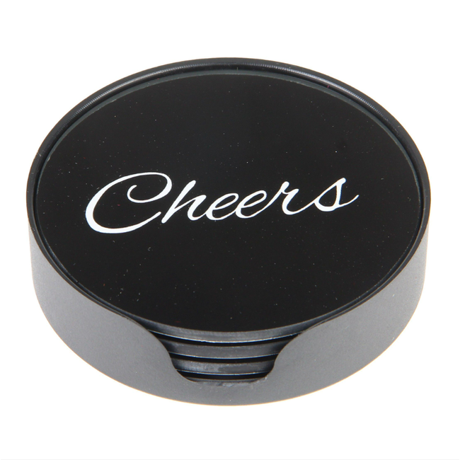 # Set/4 glazen onderzetters Ø10cm cheers
