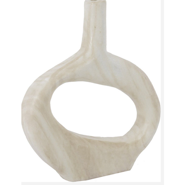 # Houten donut vaas wit 24x6x27cm