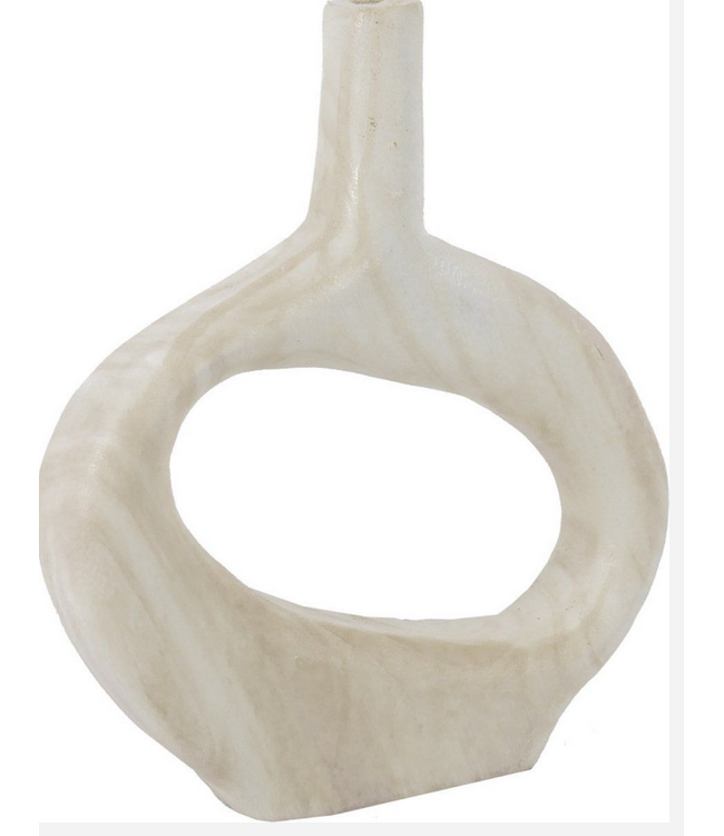 ## Houten donut vaas wit 24x6x27cm