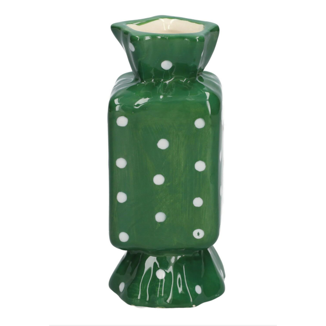 # Vase Candy 6.5x6.5x15 green+dots