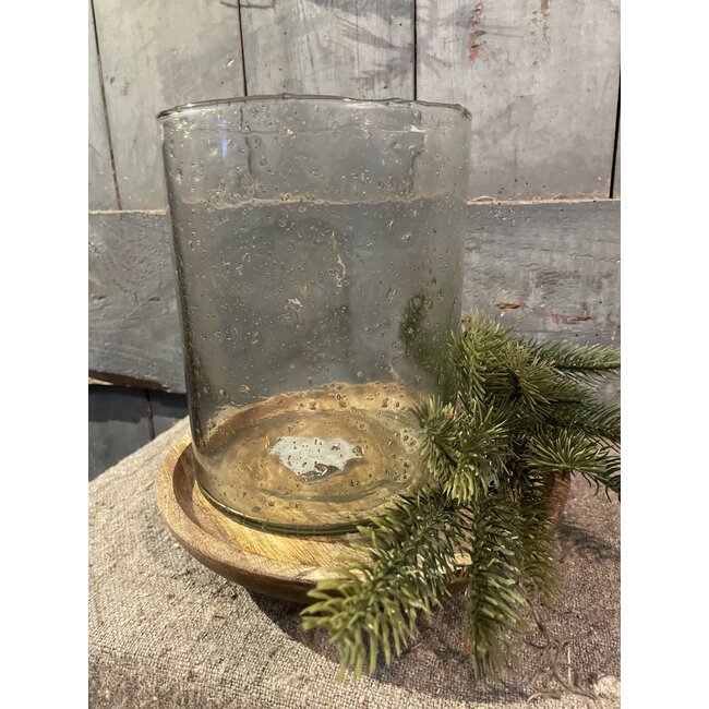 # Lara cil. rusa vase stones XL clear 12 x 21 cm - bubbelglas - excl. waxinehanger