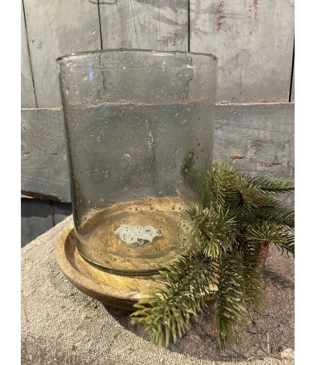 Lara cil. rusa vase stones XL clear 12 x 21 cm - bubbelglas - excl. waxinehanger