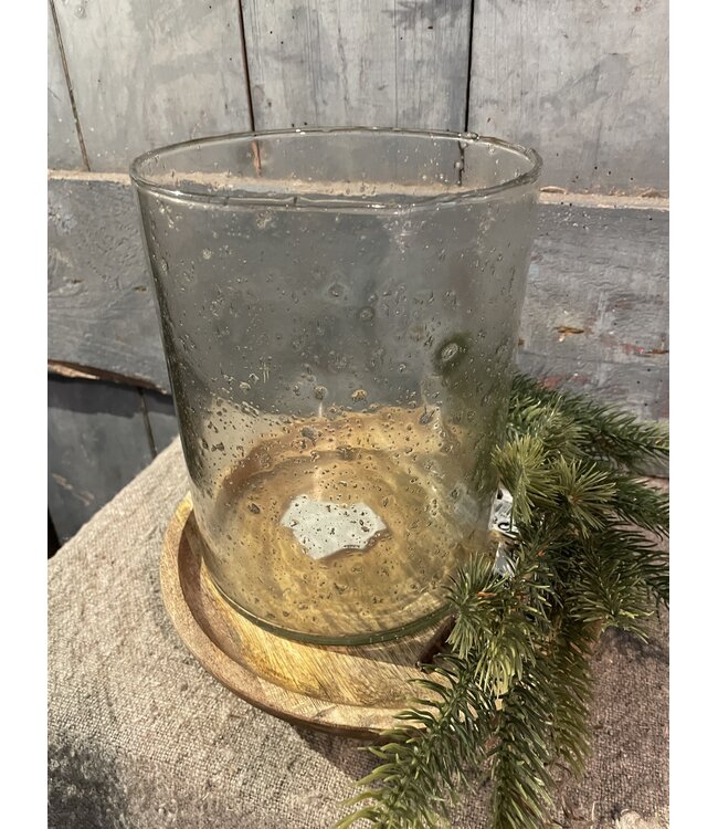 Lara cil. rusa vase stones XL clear 12 x 21 cm - bubbelglas - excl. waxinehanger
