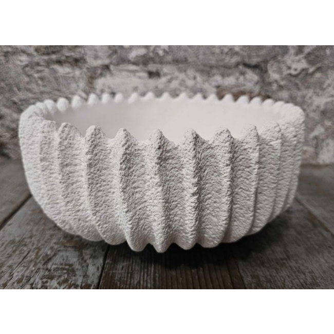 Pors schaal ribbel wit 24x11cm