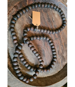 # Houten kralenketting - bruin L