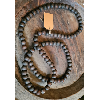 # Houten kralenketting - bruin L