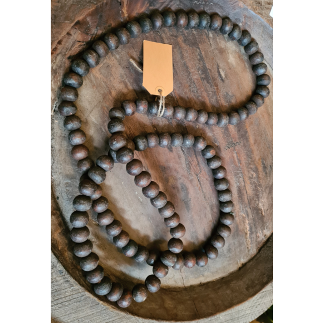 # Houten kralenketting - bruin L