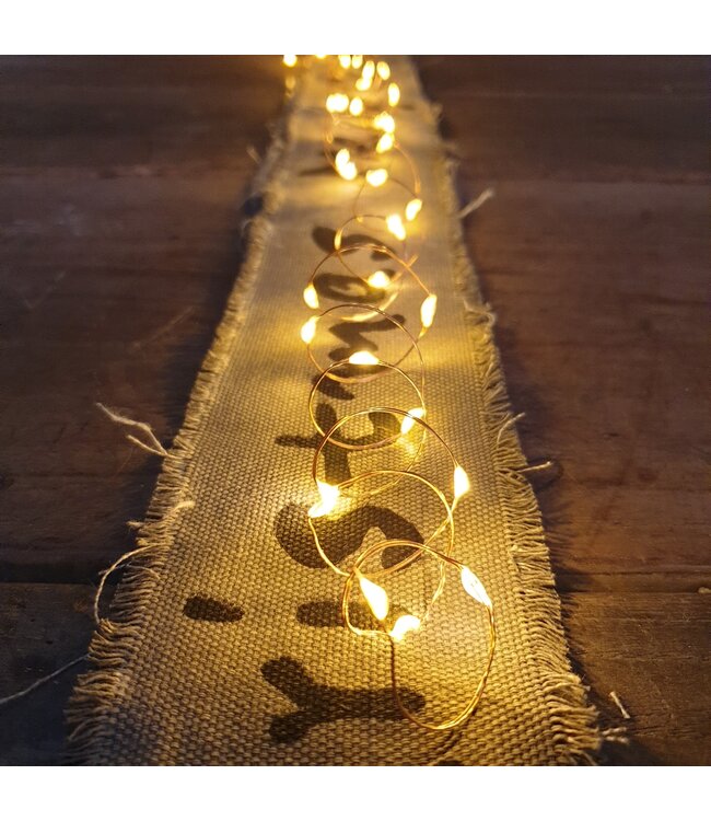 Micro LED stringlights steady BO binnen - 195 cm - koper - klassiek warm