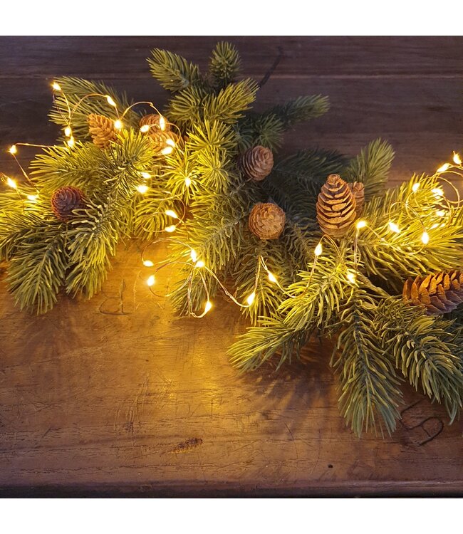 Micro LED stringlights steady BO binnen - 195 cm - koper - klassiek warm