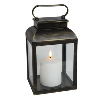 Countryfield ## wordt niet verzonden - Lantaarn m/kaars LED rh Linas S grijs-L15B12,5H25CM