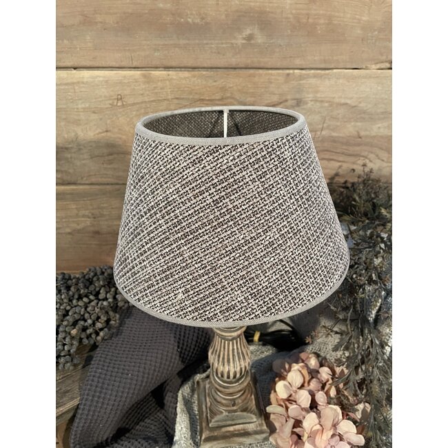 2041 - ES - Lampenkap - bruin grof linnen - 25 cm onder x 15 cm boven