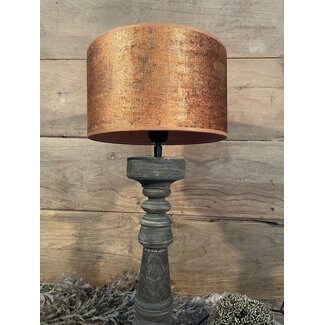 2061 - KKL - Lampenkap - velours oranje - 25 x 25 x 15 cm