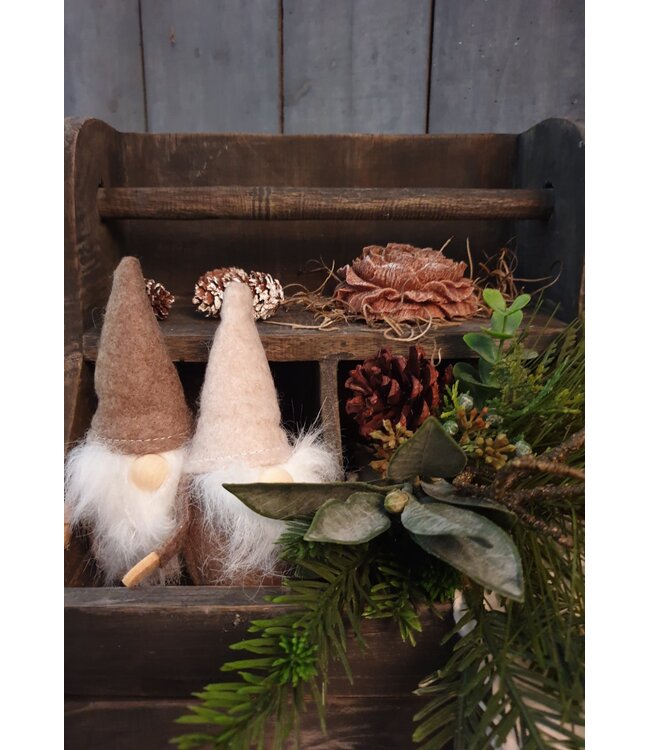 Donkere houten keukenrolhouder met lade - 26 x 20 x 31 cm