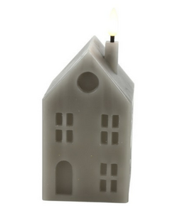 ## Huis kaars LED rh Lyon M grijs-L6,5B7,5H16CM