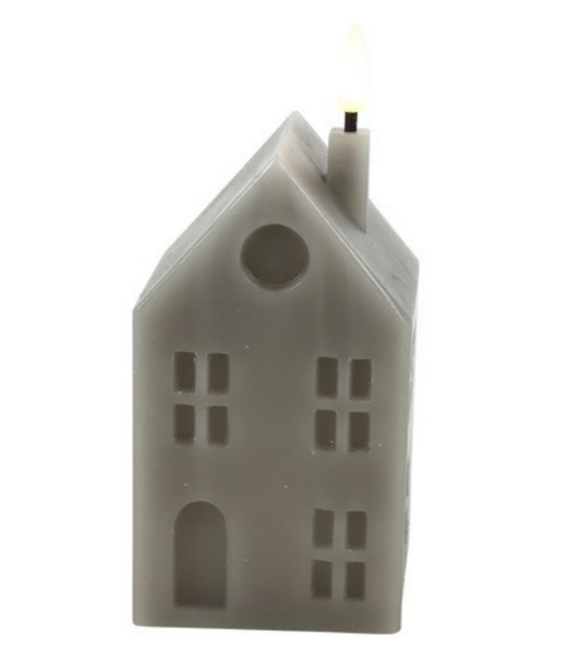 ## Huis kaars LED rh Lyon M grijs-L6,5B7,5H16CM