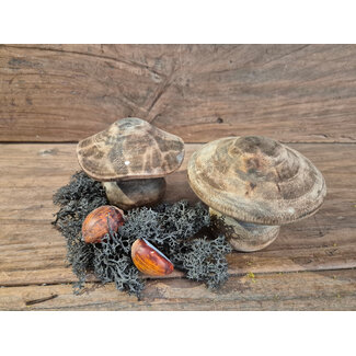 Mix - houten paddestoel - ca. 10 x 10 x 9 cm - bruin melee - per stuk