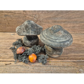 Mix - houten paddestoel - ca. 12 x 12 x 12 cm - grijs melee - per stuk