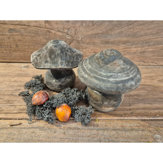 # Mix - houten paddestoel - ca. 12 x 12 x 12 cm - grijs melee - per stuk