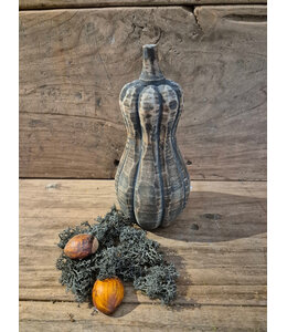 mix - fles pompoen hout - ca. 9 x 9 x 19cm - grijs melee