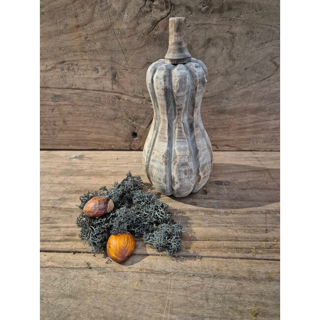 # mix - fles pompoen hout - ca. 9 x 9 x 19cm - bruin melee