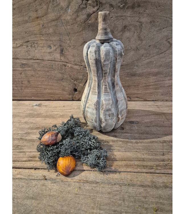 mix - fles pompoen hout - ca. 9 x 9 x 19cm - bruin melee