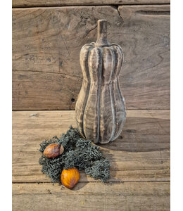 mix - fles pompoen hout - ca. 10 x 10 x 21cm - bruin melee