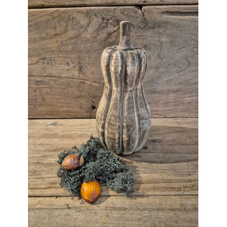 mix - fles pompoen hout - ca. 10 x 10 x 21cm - bruin melee