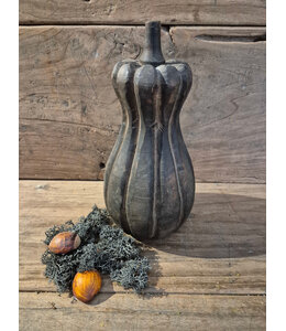 mix - fles pompoen hout - ca. 12 x 12 x 24 cm - donker