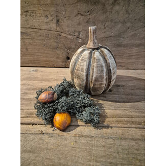 # mix - pompoen rond hout - ca. 10 x 10 x 13 cm - bruin melee